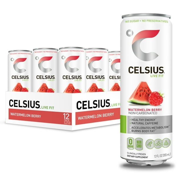 CELSIUS Sweetened with Stevia Watermelon Berry NonCarbonated Fitness