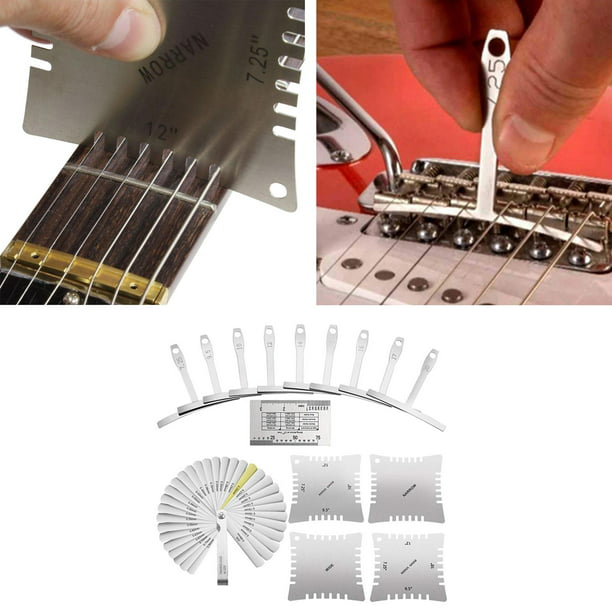 Kit d'outils de luthier pour guitare Accessoires de guitare Action des  cordes Outil de luthier pour guitare Règle de jauge Jauge de rayon Jauge d'épaisseur  en acier Outil de luthier 