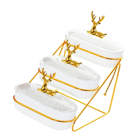 kowaku Dried Fruit Plate,Nut and Candy Serving Tray Serving Container Tiered Appetizer Tray for Nuts Cupcake Dried Fruits Party Home 3 Tier