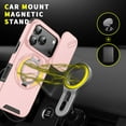 thumbnail image 4 of TECH CIRCLE for iPhone 17 Pro PC+TPU Hybrid Case Cover, with 360° Rotating Ring Bracket/Magnetic Car Bracket/Matte Shockproof Protective, Compatible with MagSafe Slide Camera Lens Cover,Pink, 4 of 10