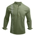 thumbnail image 5 of RUTAYY Men's Shirts Long Sleeve Round Neck Button Down Loose Tops Breathable Comfortable Spring Summer Trendy Vacation Blouse, 5 of 9
