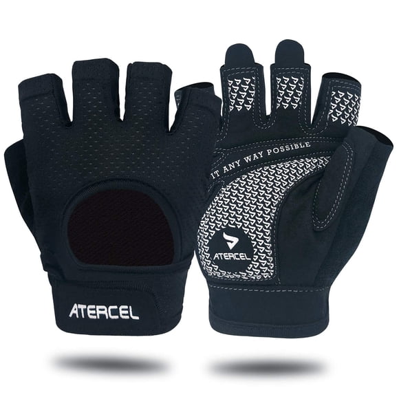 Guantes de levantamiento de pesas ATERCEL con protección total para la palma, negros