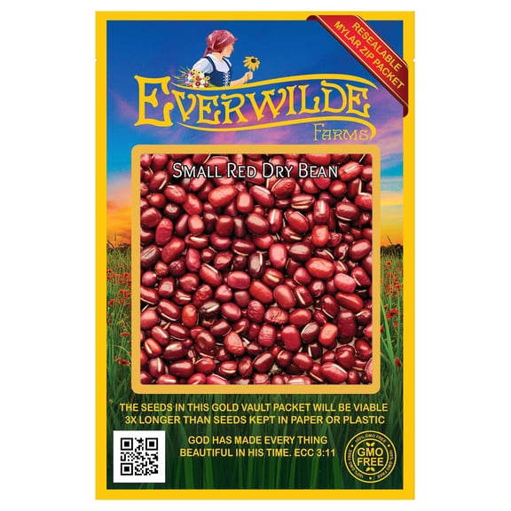 Everwilde Farms - 100 Small Red Dry Bean Seeds - Gold Vault Jumbo Bulk Seed Packet