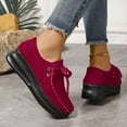 thumbnail image 4 of Hinvhai Women's Suede Platform Wedge Loafers Moccasin Toe Comfort Casual Slip-on Loafer Shoes Non-Slip Walking Shoes Red 7(39), 4 of 8