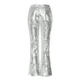 thumbnail image 4 of WILLBEST Pantalones Casuales de Mujer, de Cintura Alta, Acampanados, con Lentejuelas, Cómodos, Elásticos, de Largo Completo para Uso Diario y Actividades. Extra Grande, 4 of 5