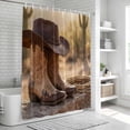 thumbnail image 6 of Cowboy Western Shower Curtain, Waterproof Shower Curtains for Bathroom, Cowboy Hats Boots Desert Cacti Vintage Washable Fabric Bathtub Curtain Set Bath Decor with 12 Hooks Stall 36"x72", 6 of 8
