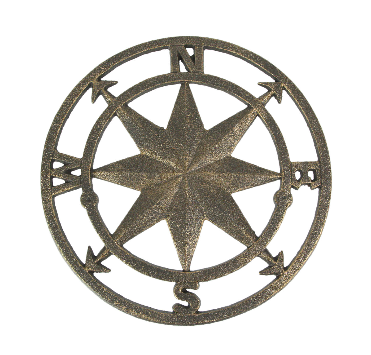 Antique Bronze Finish Cast Iron Compass Rose Wall Hanging