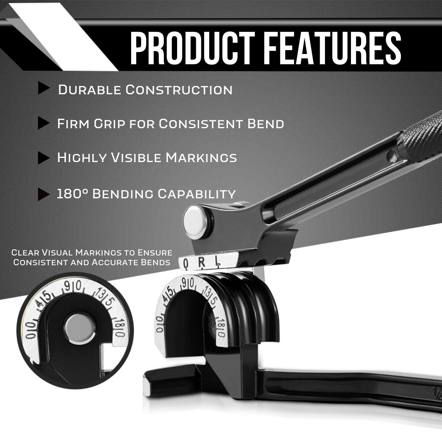 Tube Bender Tool - Manual OD Tubing Bending 3 Size 1/4" 5/16" 3/8" 180 Degree Lever Type Heavy Duty Bend Copper Brass Aluminum & Soft Metal for HVAC Water Gas Pipe Automotive Plumbing (Black)