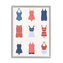 Stupell Industries Vintage Swimwear Fashion Beauty & Fashion Painting Gray Framed Art Print Wall Art, 11 x 14