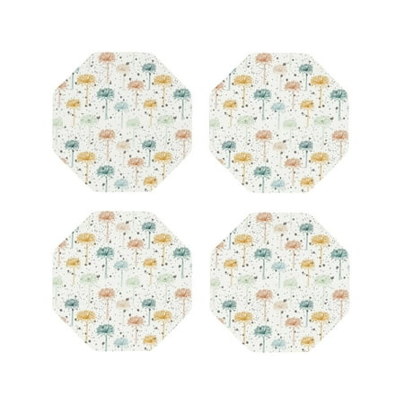 

Tideii Dandelion for Leather Coasters 4 Pieces Anti-fouling and Anti-scalding Decorative Coasters Suitable for Restaurants Kitchens Coffee Shops-Octagon