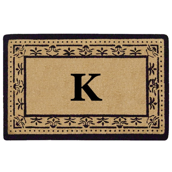 Corinthian Black 22" x 36" HeavyDuty Coir Doormat - Monogrammed K