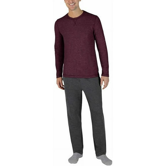 Eddie Bauer Men's Pajama Set, Comfortable Raglan Shirt and Pants Sleepwear Set (Small, Red-Dark Gray)