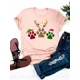 thumbnail image 1 of Camiseta de manga corta para mujer, ropa con estampado de árbol de gato encantador, camisetas gráficas básicas de moda de Año Nuevo, 1 of 5