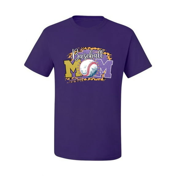 Baseball Mom Cheetah Glitter Sports Men's Graphic T-Shirt, Purple, 4X-Large