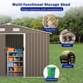 thumbnail image 5 of ALAULM 10 x 8 ft Outdoor Storage Shed, Waterproof Lockable Door Metal Tool Shed with Sliding Door & Ventilation, Gardening Tool Storage, Brown, 5 of 7