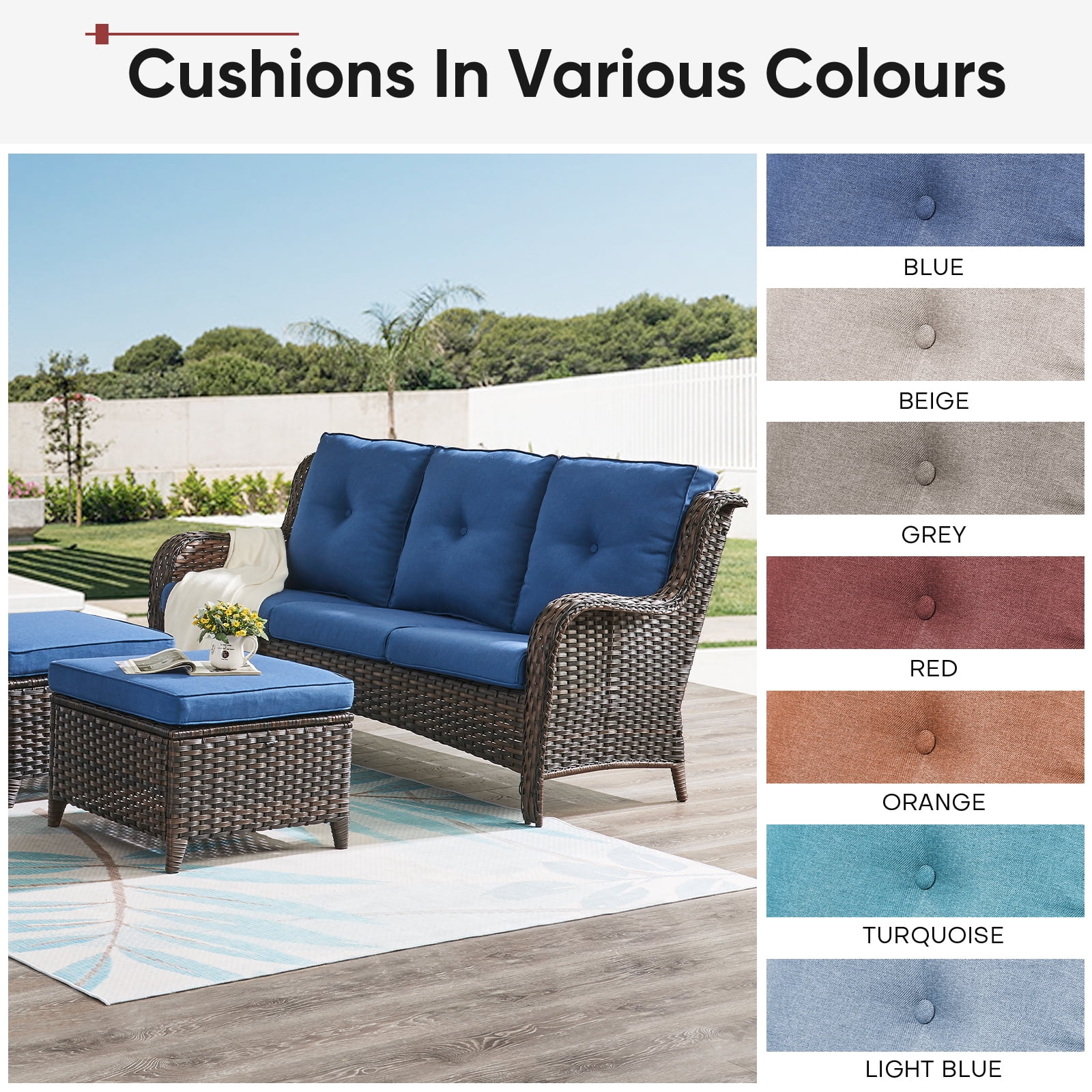POCASSY Patio Furniture Cushions Set of 2, 22.5"*22.5" Outdoor Cushion for Patio Furniture, Water Resistant, Fade Resistant, Deep Seat Seat and Back Cushion for Chair, Sofa, and Couch, Gray