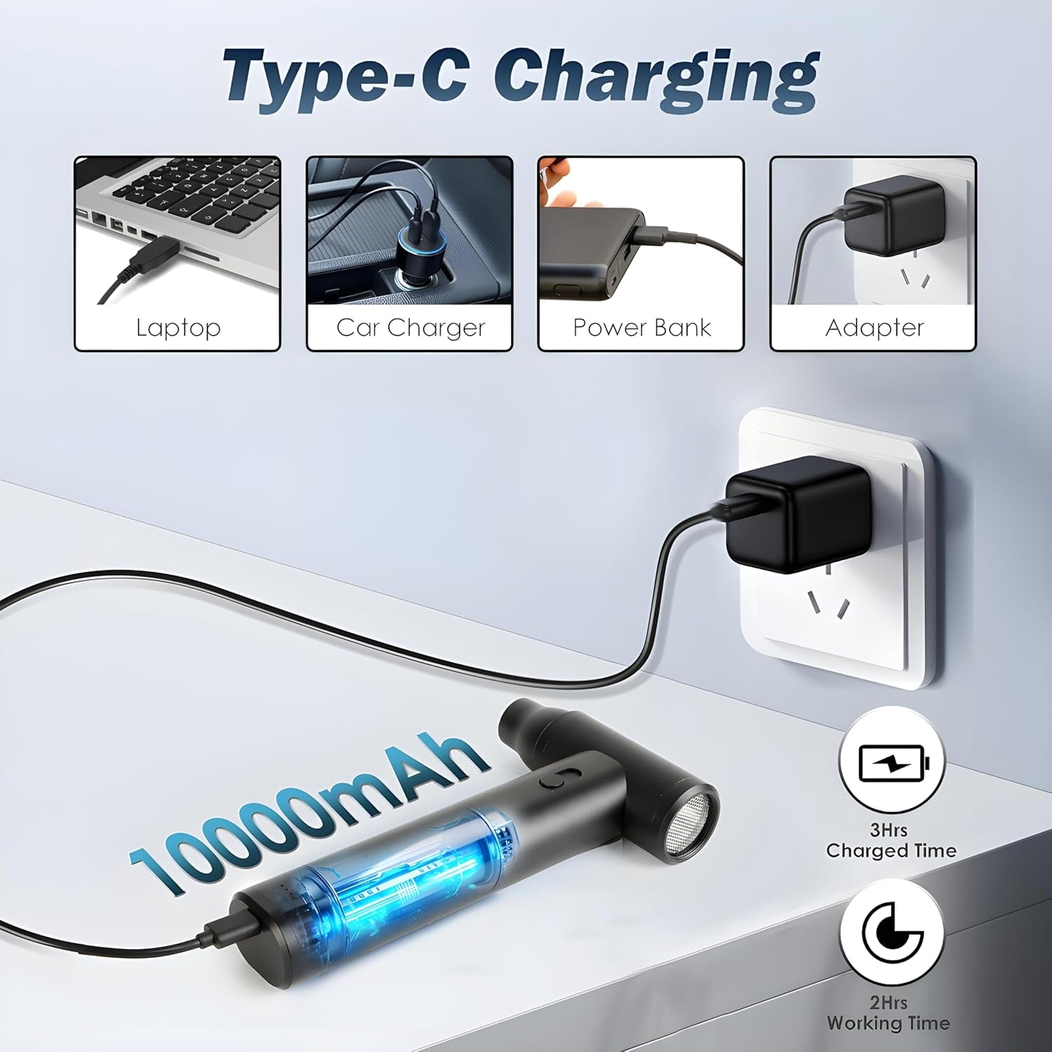 Compressed Air Duster & Vacuum Cleaner 250000 RPM | Brushless Motor with stepless variable High speed | Cordless 2-in-1 Air Blower for PC | Car | Home Cleaning | Type-C Rechargeable 10000mAh Battery