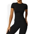 thumbnail image 5 of Women's Short Sleeve Crew Neck Top Shirts with Seamless Fit and Stretch Fabric- X Large, Black, 5 of 6