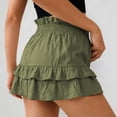 thumbnail image 5 of CAIVO Women Summer Fashion Waist Cinching Ruffle Casual Shorts Loose Fit Beach Bottoms Vacation Outdoor Work Solid Color Bottoms, 5 of 7