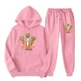 thumbnail image 2 of Hueook Womens Sweatsuits 2 Piece Set Women's Easter Print Athleisure Coat Trousers Hooded Hoodie Top Trousers Set Long-sleeved Hooded Suit Pink XL, 2 of 5