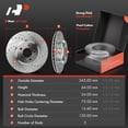 thumbnail image 2 of A-Premium 13.58 inch (345 mm) Rear Drilled and Slotted Disc Brake Rotors + Ceramic Pads Kit Compatible with Select BMW Models - 535i, 550i, 550i xDrive, 640i xDrive, 650i Gran Coupe, 6-PC Set, 2 of 9