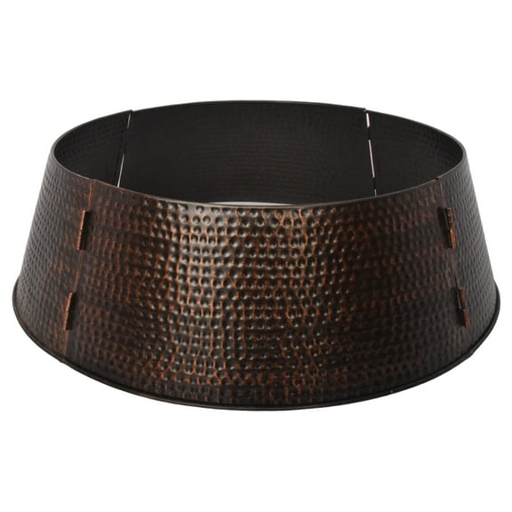 Brushed Metal Hammered Christmas Tree Collar, Brown, 27", by Holiday Time