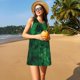 thumbnail image 3 of Easygdp Green Leave Fern para Vestido Transpirable de Mujer, Vestido Suelto de Manga Corta con Pliegues y Bolsillos para el Verano, 3 of 7