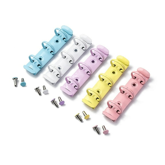 5sets Iron Binding Combs Loose Leaf Book Binder Hinged Clamp Comb Binding Spines Mixed color 90x20.5x24mm Hole: 4mm