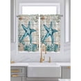 thumbnail image 2 of Tier Curtains 45 Inches Long, Teal Starfish Coastal Window Treatment Curtain Drapes, Summer Beach Nautical Retro Window Half Privacy Curtains for Bedroom Bathroom, 42"x45", 2 Panels, 2 of 7