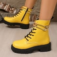 thumbnail image 2 of UngA Women's Combat Boots Ankle Boots Lace-Up Platform Lug Sole Woman Boots Yellow,Size 9, 2 of 7