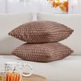 thumbnail image 6 of Deconovo Brown Pillow Covers Soft Cushion Cover for Couch Decorative Solid Pillowcases 16 x 16 inch Brown Pack of 2, 6 of 6