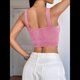 thumbnail image 4 of Tops Cortos Sin Mangas para Mujer con Cuello Cuadrado Acanalado Rosa XL, 4 of 7