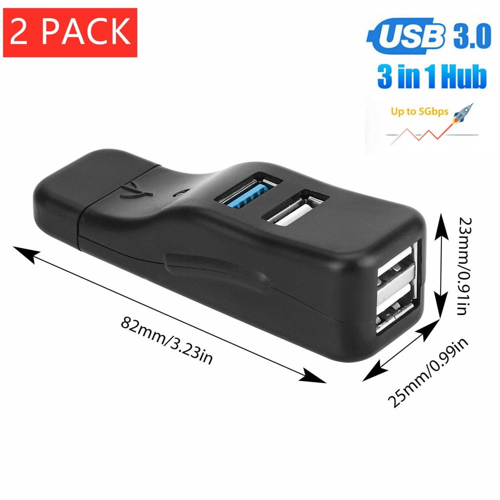 High Speed 4 Port USB 3.0 Multi Hub Splitter Expansion USB Hub for Desktop PC Laptop Adapter USB HUB Pack of 2