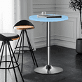 thumbnail image 3 of Magshion Round Bistro Pub Table, 23.6" Adjustable Height Bar Table with Metal Leg and Base, Blue, 3 of 7