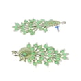 thumbnail image 3 of Crunchy Fashion Bollywood Jewellery Traditional Ethnic Bridal Bride Wedding Bridesmaid Oxidized German Silver Traditional Light Green Peacock Dangler Design Earrings, 3 of 4