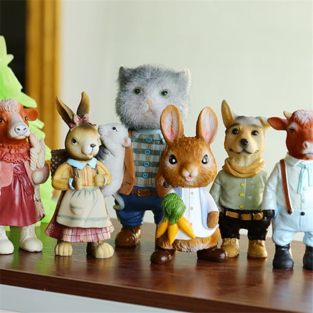 Garden Statues Cute Animal Sculpture Creative Cat Rabbit Toy Creative Resin Ornaments Home Decoration Desktop Decor3United States He Qiyong unisex