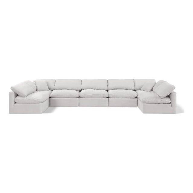 Meridian Furniture Indulge Sectionnel Modulaire en Velours en Forme de U de 234 Pouces Couleur Crème