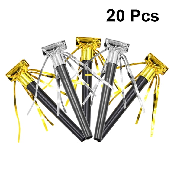 CTIRCHIU 20pcs Silver Party Whistles Noiseless Party Blowers Noise Maker for Carnivals