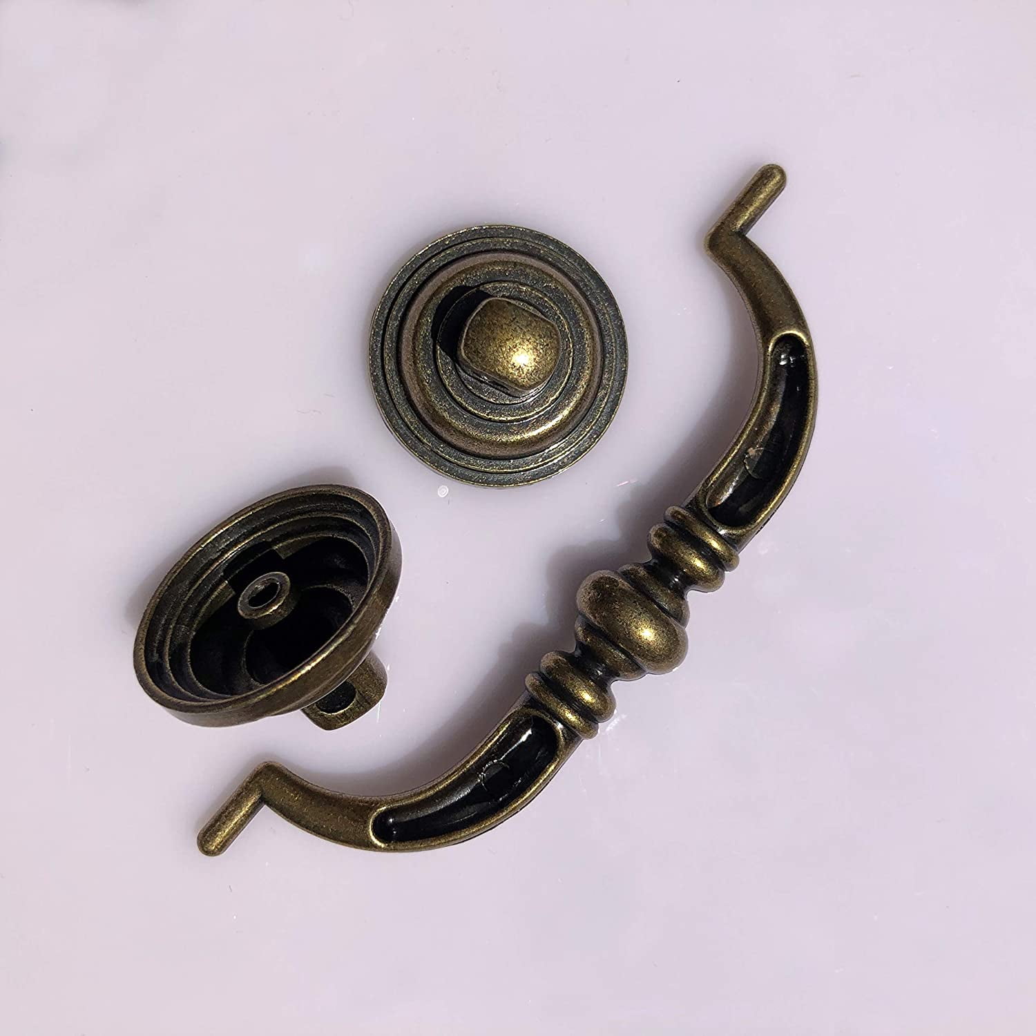 6 Pack 3.5" Hole Center Shabby Chic Drawer Pulls Handles Antique Bronze Kitchen Cabinet Drop Bail Pulls Handles (89mm/Antique Brozne)