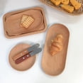 thumbnail image 3 of Wood Tray Japanese Oval Beech Small Wooden Disc Circular Wooden Dessert Plate Cake Tray, 3 of 8