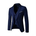 thumbnail image 3 of Lovskoo 2024 Men's Slim Fit Three Piece Suit Fashion Tuxedo Set One Button Jacket Vest Pants Suit Navy, 3 of 7