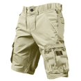 thumbnail image 4 of CONZONE Mens Baggy Cargo Shorts Casual Solid Color Elastic Waist Drawstring Cargo Shorts for Men Lightweight Relaxed Fit Summer Workout Shorts With Pockets, 4 of 4