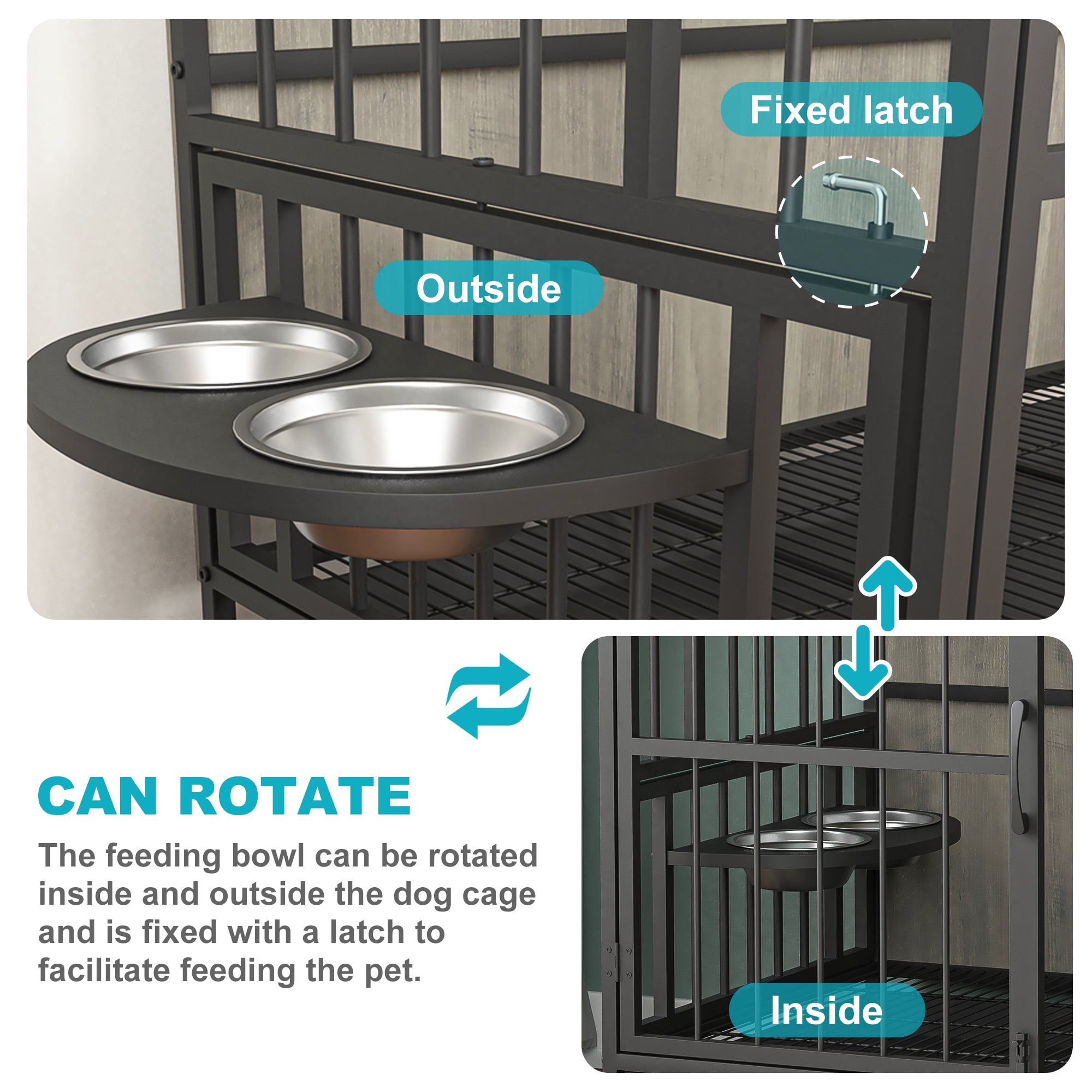 Pefilos 31" Dog Crate with Feeding Bowl, Wheels, Flip-Up Top Opening Kennel with Trays, Furniture Style Dog Cage for Indoor Dogs, Gray Pefilos 31" Dog Crate with Feeding Bowl, Wheels, Flip-Up Top Opening Kennel with Trays, Furniture Style Dog Cage for Indoor Dogs, Gray