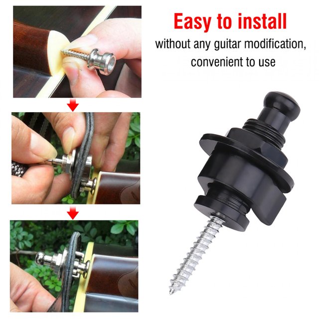 Keenso Strap Lock, Guitar Strap Lock Black, Metal Construction Practical For Electric Guitars Use Instrument Lovers Repair Master