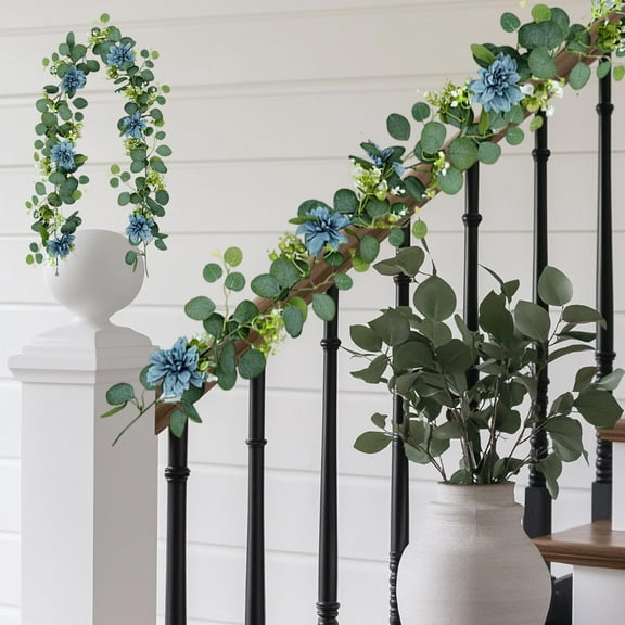 Gmogad 6.6Ft Faux Eucalyptus Leaf Vine, Artificial Greenery Garland for Wedding/Home Decor, Realistic Hanging Plant Indoor Outdoor No Maintenance