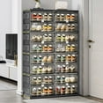 thumbnail image 2 of JEKO&JEKO 4-Tier Double Column Foldable Shoe Storage Rack with Magnetic Doors, Black, 2 of 6