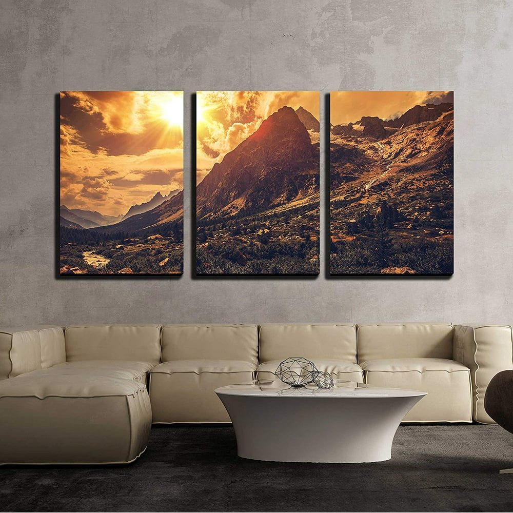 Wall26 3 Piece Canvas Wall Art Italian Alps Scenery. Northern Italy