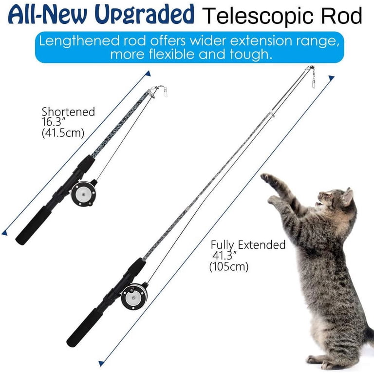 Pawaboo Retractable Fishing Pole Cat Teaser Wand, 4-Pack photo 6