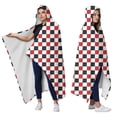 thumbnail image 2 of Wearable Blanket,Red Black White Checkered Pattern Hooded Wearable Sherpa Blanket for Adults & Teens,Winter Poncho Shawl Wrap Cape Thick Warm,60"x80", 2 of 5