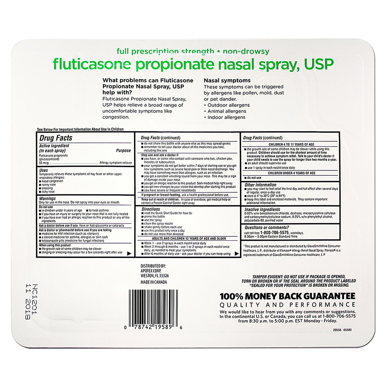 Fluticasone Propionate Nasal Spray (6 pk., 0.54 fl. oz. bottle) - image 2 of 3